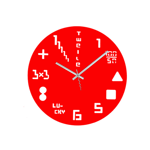 天意DIY趣味图形数字简约个性时尚挂钟--红色（TM14008）