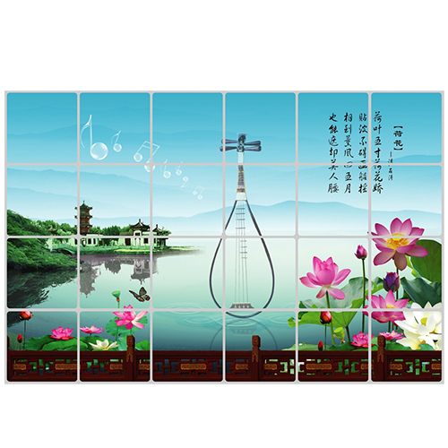 沃姆双层加厚厨房防油贴纸/防油墙贴--荷花（60*90cm）