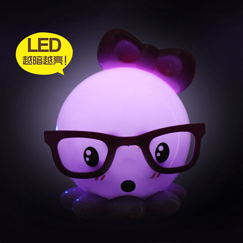 八爪鱼直插式LED光控智能小夜灯--紫蝴蝶结