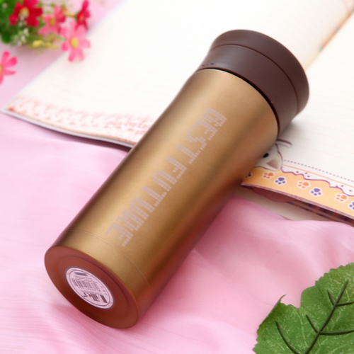 带茶漏双层不锈钢保温杯450ML--金色（8457）