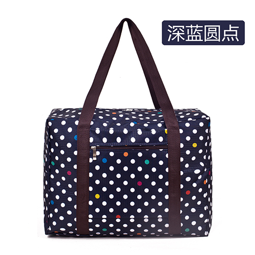 旅行收纳便携防水防潮收纳袋 行李袋--深蓝圆点