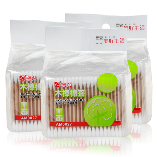 振兴简约袋装木棒棉签 化妆棉签 5*100支（AM0027）