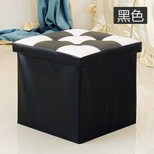 正方形带盖收纳凳 储物箱 防水皮革--黑色（38*38*38CM）