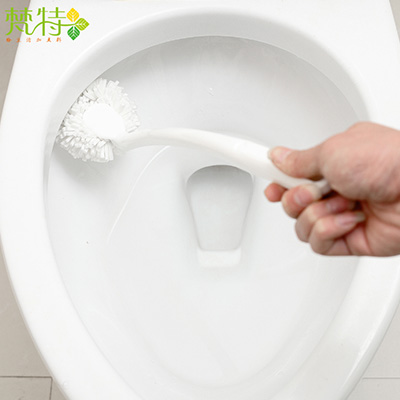 梵特长柄无死角弹性软毛马桶刷--白色