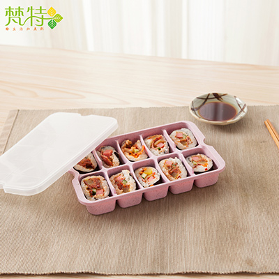 小麦秸秆饺子收纳保鲜盒--藕粉色
