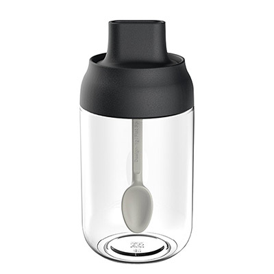 防潮盖勺一体调味罐 玻璃调料瓶--250ml（黑色）