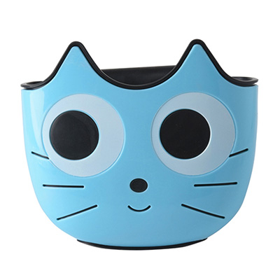 可调节卡扣水槽沥水挂袋 浴室收纳篮--蓝色猫咪
