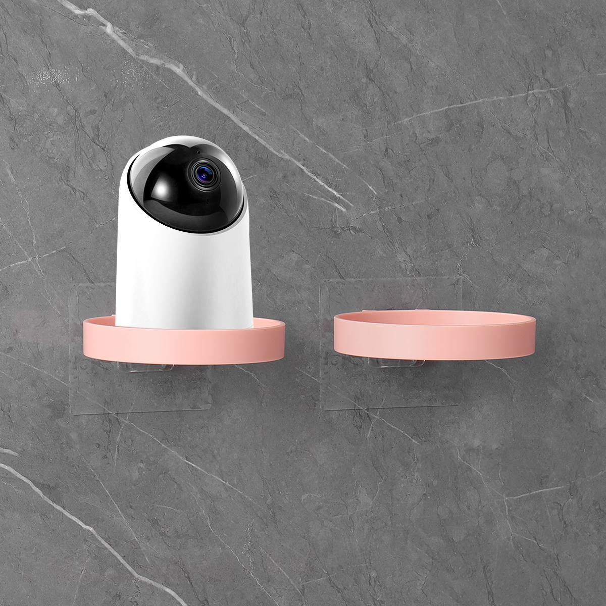 简约圆形监控摄像头置物架 卫浴小型置物台--粉色