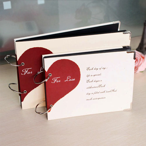 FOR LOVE 手工DIY粘贴式黑卡相册/影集（7寸）--米黄底半边心